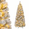 Costway 1.8M Flocked Christmas Tree 170 LEDs Xmas Tree w/Pine Needles