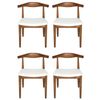 SK Designer Living | Pack of 4 | Replica Hans Wegner Elbow Chair CH20 - Walnut & White