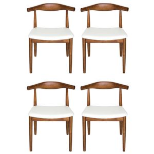SK Designer Living | Pack of 4 | Replica Hans Wegner Elbow Chair CH20 - Walnut & White