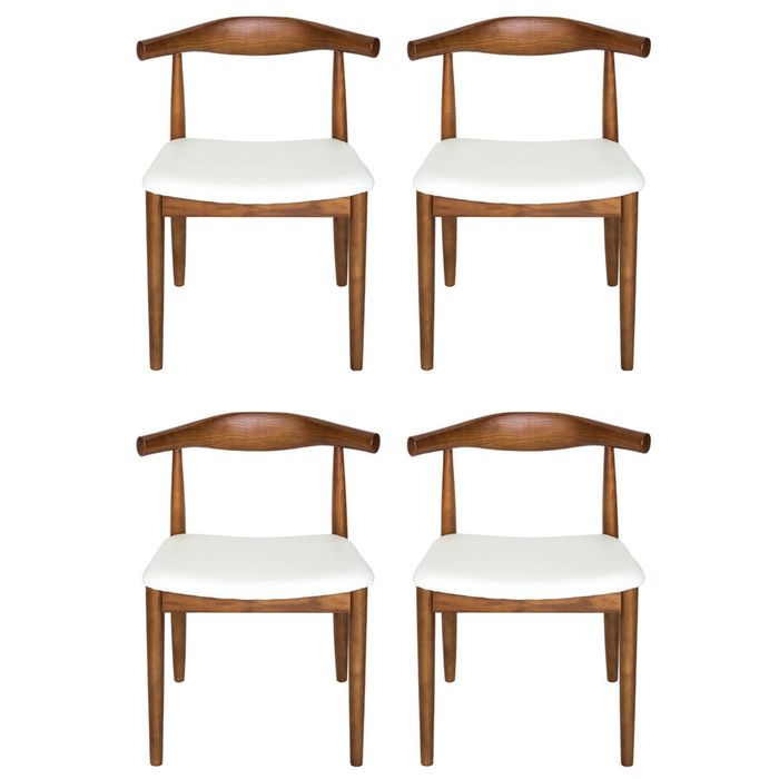 SK Designer Living | Pack of 4 | Replica Hans Wegner Elbow Chair CH20 - Walnut & White