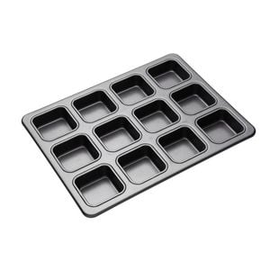 Mastercraft 34x26cm Heavy Base 12-Cup Non-Stick Square Brownie Pan - Black