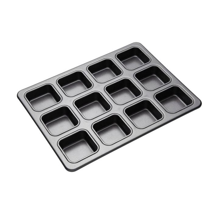 Mastercraft 34x26cm Heavy Base 12-Cup Non-Stick Square Brownie Pan - Black