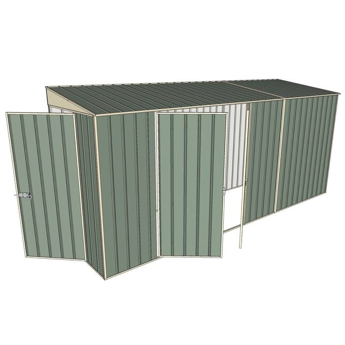 Build-A-Shed 1.2 x 4.5 x 2.0m Skillion Double Hinged Side Doors Shed - Green