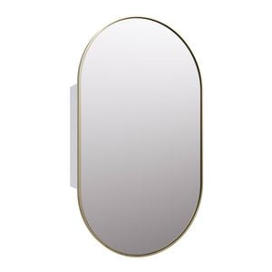 Future Glass Nia Pill Mirror Cabinet 960 X 560mm - Satin Brass