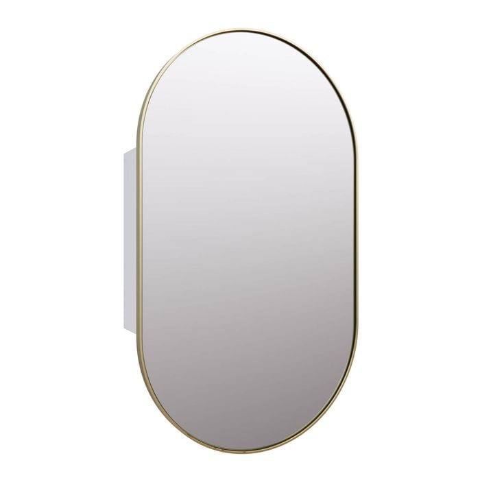 Future Glass Nia Pill Mirror Cabinet 960 X 560mm - Satin Brass
