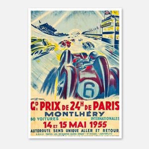 Galrie Vintage 1955 Grand Prix de 24H de Paris Racing Poster by Geo Ham, Poster Only, 70 x 100cm (28 x 40inch)