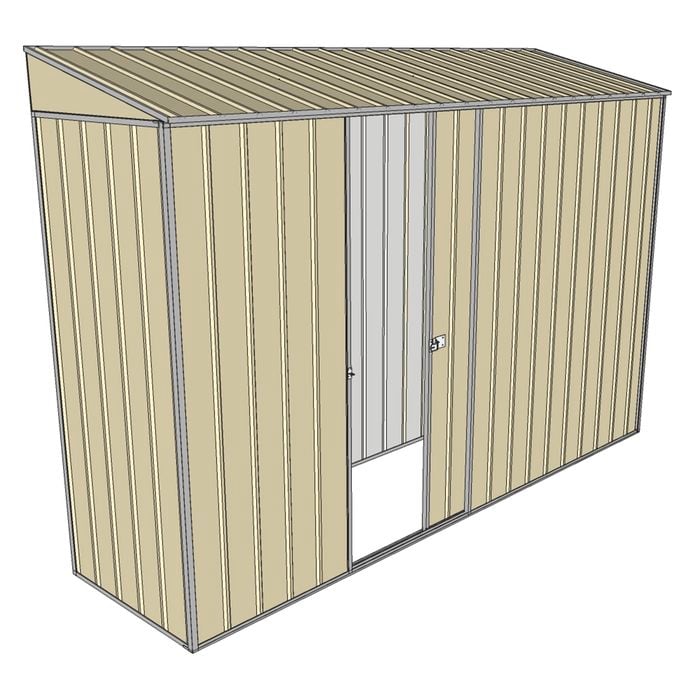 Build-a-Shed 0.8 x 3 x 2m Skillion Single Sliding Side Door Shed - Cream