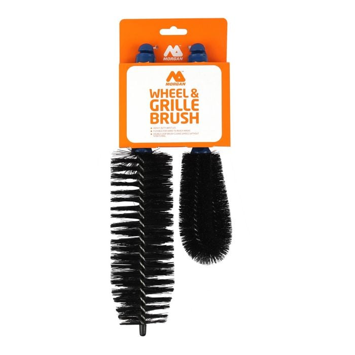 Morgan Blue Handle with Black bristles Grille & Double Loop Wheel Brush 
