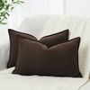 Gioia Casa Twin-Pack Linen Cushion Covers - Linen-Cotton Blend with Hidden Zipper Design - Dark Brown, 30cm × 50cm