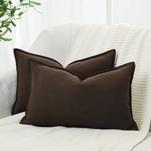 Gioia Casa Twin-Pack Linen Cushion Covers - Linen-Cotton Blend with Hidden Zipper Design - Dark Brown, 30cm × 50cm