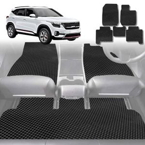 6D Diamond Car Floor Mats for Kia Seltos 2019-Current-Full Set-Black-Outback GT