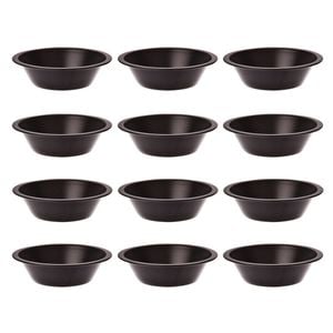 12PK Daily Bake Non-Stick Round Pie Dish Bakeware 12cm - Black