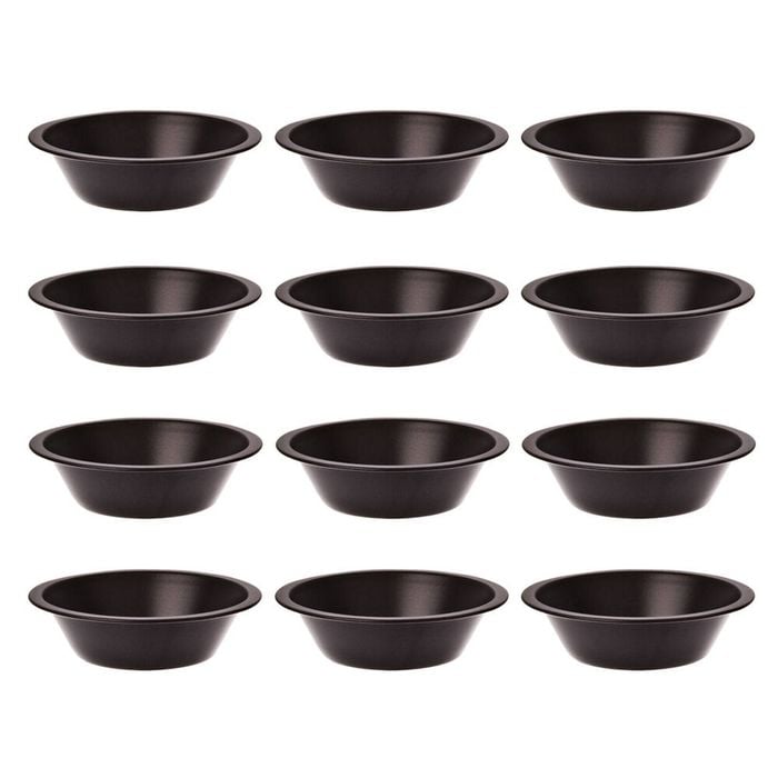 12PK Daily Bake Non-Stick Round Pie Dish Bakeware 12cm - Black