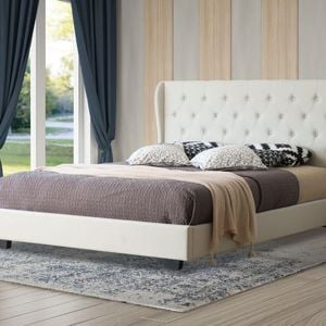 Istyle Wimbledon Double Bed Frame Fabric Beige