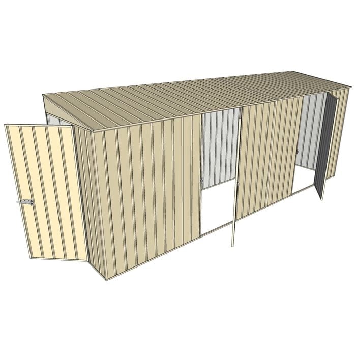 Build-A-Shed 1.2 x 5.2 x 2.0m Skillion Dual Single Hinged Side Doors Shed - Cream