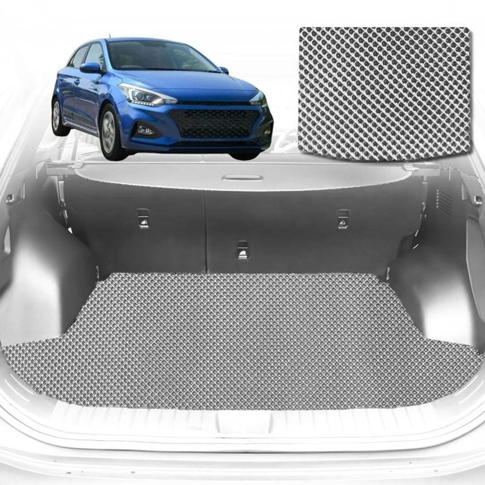 6D Diamond Car Boot Mat for Hyundai i20 (PB/PBT)2008-2015-Cargo Mat-Grey-Outback GT