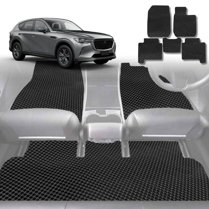 6D Diamond Car Floor Mats for Mazda CX-60 2022-Current-Full Set-Black-Outback GT