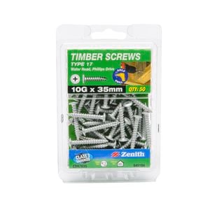 Zenith 10g x 35mm Galvanised Wafer Head Type 17 Timber Screws - 50 Pack