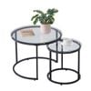 VEVOR 600mm Round Nesting Coffee Table with Metal Frame 2 Pack for Small Place
