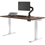 Desky Dual Sit to Stand Pheasantwood Hardwood Desk 1200x750mm White Frame