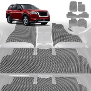 6D Diamond Car Floor Mats for Nissan Pathfinder 2013-2021-Ultimate Set-Grey-Outback GT