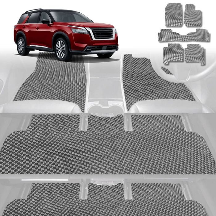 6D Diamond Car Floor Mats for Nissan Pathfinder 2013-2021-Ultimate Set-Grey-Outback GT