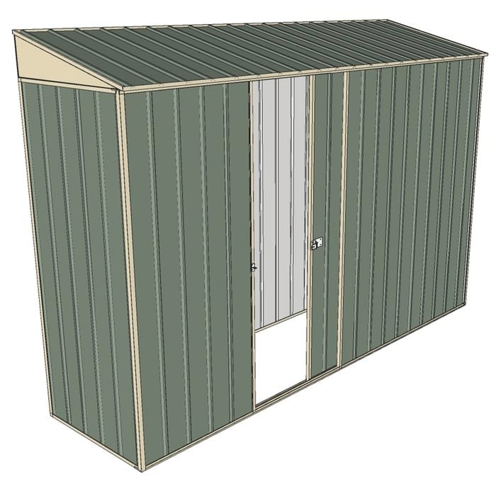Build-a-Shed 0.8 x 3 x 2m Skillion Single Sliding Side Door Shed - Green