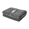 Bedra Bedding Electric Throw Rug Dual Side Heated Blanket Flannel&Sherpa Square Pattern Grey