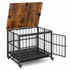 Costway Foldable Dog Crate Furniture Tray Metal Kennel Lockable