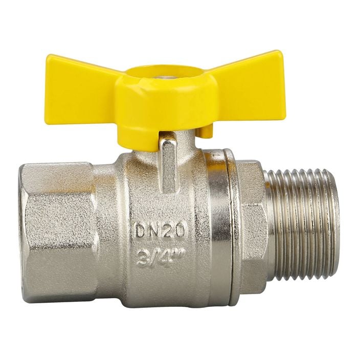 Kinetic 20mm Male and Female Butterfly Handle Gas Ball Valve