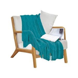SOGA Teal Diamond Knitted Throw Blanket 130x170cm