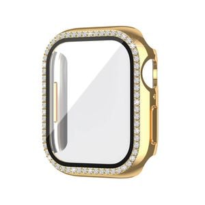 Bling PC Full Cover Watch Case Tempered Screen Protector - For Apple iWatch 40mm (Gold)