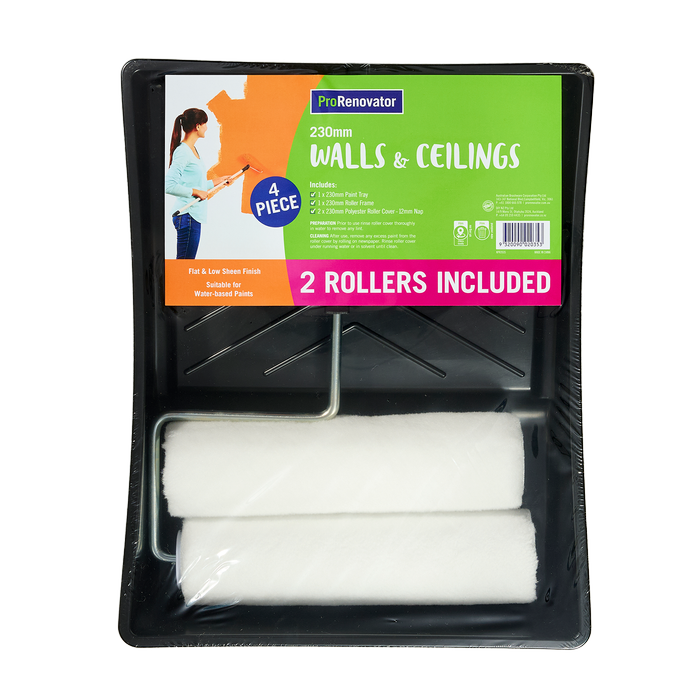 ProRenovator 230mm 4 Piece Walls And Ceilings Polyester Roller Kit Bunnings Australia