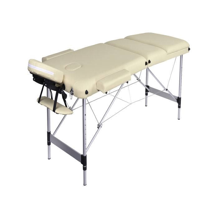 Yes4homes 3 Fold Portable Aluminium Massage Table Massage Bed Beauty Therapy Beige