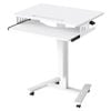 Levede Mobile Desk Manual Height Adjustment With Wheels With Keyboard Stand White