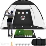 FOHOA 10x7ft Golf Practice Net with Heavy Base Dual-Turf Golf Mat