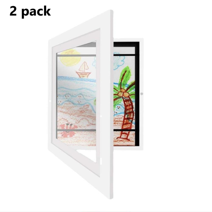 Provecta White 2 Pack Kids A4 Art Frames with Elastic Bands and Wall Mount