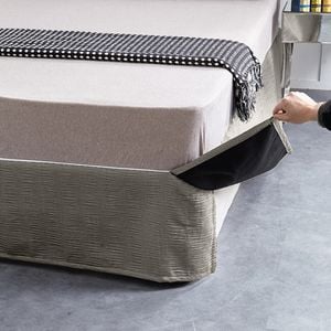 CottonMore Bed Skirt Valance Corrugated Seersucker Pattern Brown - Queen