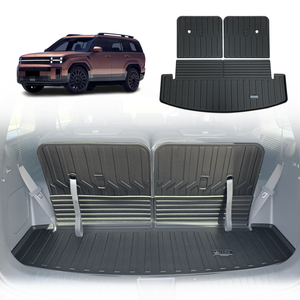 AUSGO Boot Liner for Hyundai Santa Fe 7-Seat 2024-Onwards 3-Piece Set Cargo Trunk Mat Boot Mat