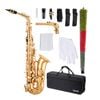 VEVOR Tenor Saxophone Gold E Flat with Carrying Case Mouthpiece Straps Kit for Beginners
