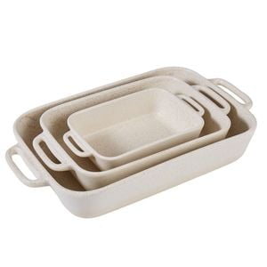 3pc Davis & Waddell Darley Stoneware Bakeware Set Cream Speckle Tray
