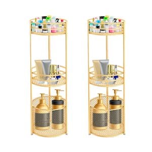 SOGA 3 Tier Bathroom Storage Shelf with Basket 2 Pack