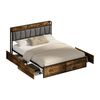 Oikiture Double Metal Bed Frame Storage Headboard AC USB Charge