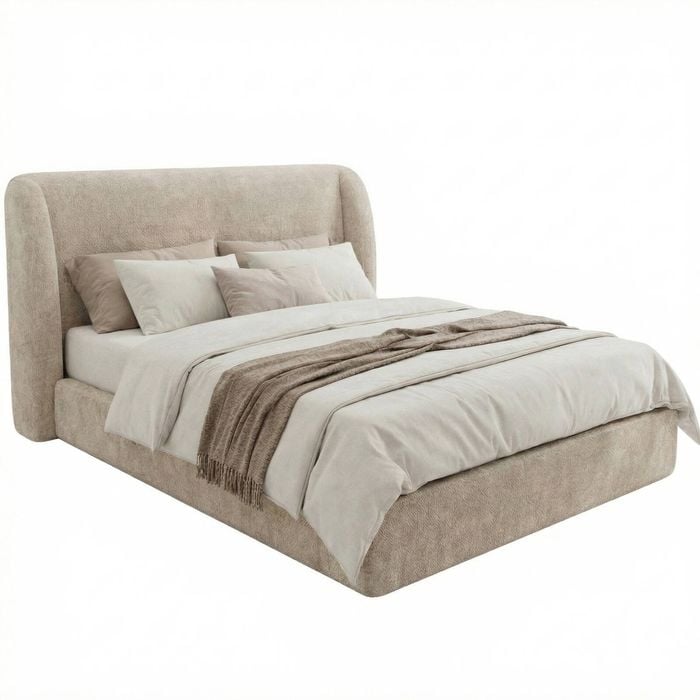 Milano Urbana Luxe Tool Free Jacquard Bed Frame Beige Double