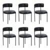 Oikiture 6x Dining Chair Round Kitchen Lounge Seats PU Leather Black
