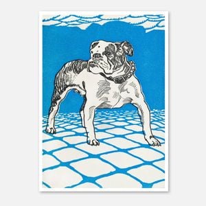 Galrie Charming Vintage Bulldog Art Print - Whimsical Canine Decor for Home, Poster Only, A3 30 x 42cm (12 x 16inch)