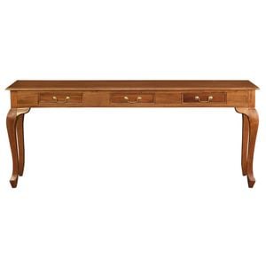 Queen Anne 3 Drawer Sofa Table - Light Pecan