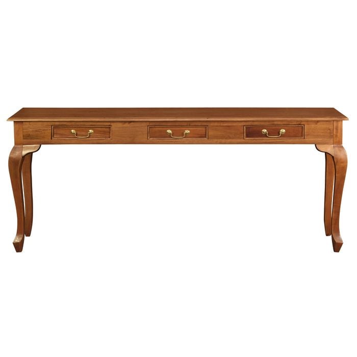 Queen Anne 3 Drawer Sofa Table - Light Pecan