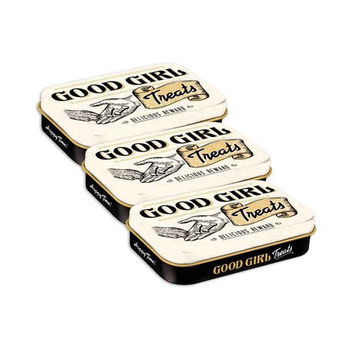 3pk Nostalgic-art Pet Treat Storage Tin Good Girl Treats Metal 9.5x6x2cm White