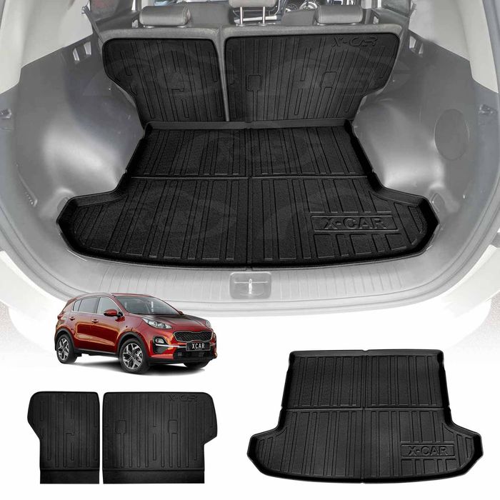 Boot Liner Kick Mats Set For Kia Sportage Ql Series 2015-2022 All Weather Heavy Duty Cargo Car Trunk Back Seat Protector